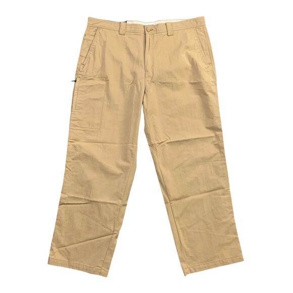 Weatherproof Pants Mens *42 Khaki Cotton Blend Flat Front Mid Rise Cargo Chino - Picture 1 of 14